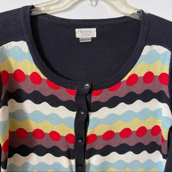 Numph Navy polkadot Cardigan in Size Medium - Picture 3 of 10